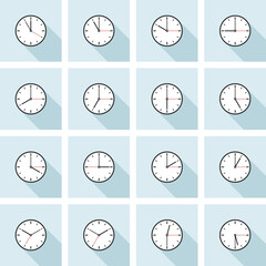 Clock icon design. Vector office clock icon with shadow.