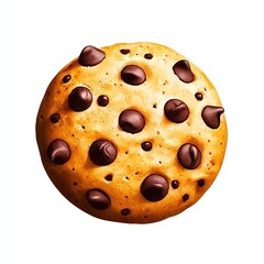 Fototapeta premium Delicious chocolate chip cookie with a golden brown texture and rich chocolate chips, perfect for dessert.