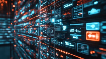 Fototapeta premium A futuristic digital interface displaying data and analytics in vibrant colors.