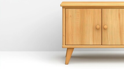 A stylish modern wooden cabinet with sliding doors set against a clean background, perfect for contemporary home decor enthusiasts and minimalists
