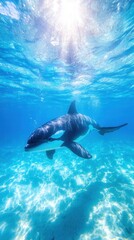 Obraz premium Orca Swimming Underwater Nature Photography Tropical Ocean Clear View Marine Life Exploration