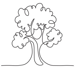 Simple Tree Outline Sketch in Vector Design. Tree Line Art Easy Outline Drawing on White Background. Tree Line Art. 