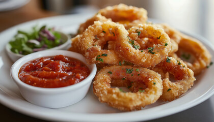 Crispy Calamari Rings with Marinara