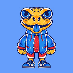 Mascot character design cartoon of a frog