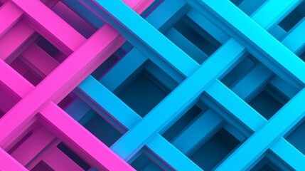 Vibrant blue and pink geometric pattern background with interwoven lines, ideal for modern designs and creative projects.