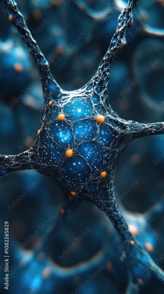 Poster close-up view of a neuron with glowing connections and nodes.
