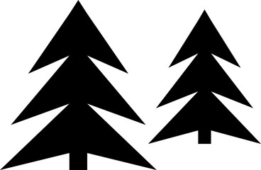 Fototapeta premium Flat trees set, pines, spruces, conifers and deciduous trees. Forest green tree nature plant isolated illustration