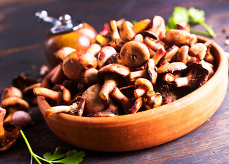 edible mushroom in bowl on a table