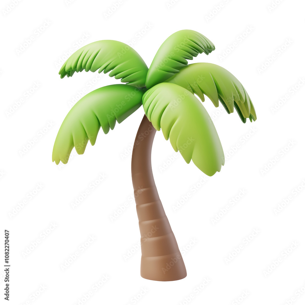 Poster palm tree 3d render icon isolated on transparent background cutout