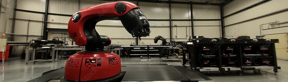 Aufkleber a robotic arm in an industrial setting, designed for automation and precision tasks.