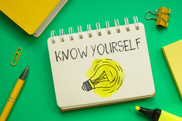 Know yourself motivational quote is shown using the text