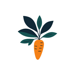 Carrot with Leaves Vector Art