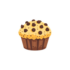 Chocolate Chip Muffin Sweet Treat Vector Art