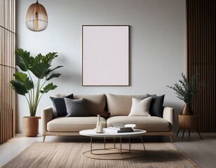 modern living room with sofa,Modern Living Room Sofa and Wall Poster Mockup with Stylish Interior Background"