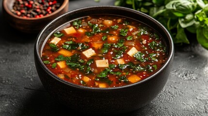 Traditional Georgian Kharcho Soup in a Bowl. Generative AI