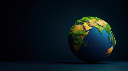 Fototapeta premium Green Earth Globe on Dark Background