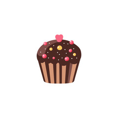 Chocolate cupcake vector with heart decoration