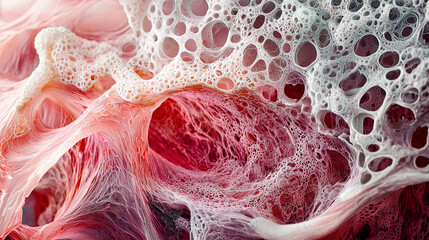 High-resolution image of bio-ink forming cartilage tissue layers, sharp focus, intricate cellular patterns, advanced bioprinting lab 