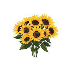 Obraz premium Bright yellow sunflowers bouquet vector