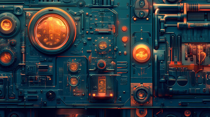 Fototapeta premium Classic background with steampunk-style mechanisms. high quality illustration generative ai. Steampunk. Illustration