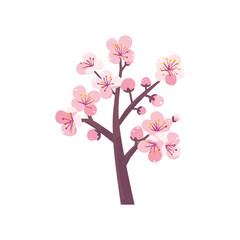Blooming Cherry Blossom Tree Vector Illustration