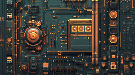Fototapeta premium Classic background with steampunk-style mechanisms. high quality illustration generative ai. Steampunk. Illustration