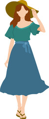 夏服を着た女性のイラスト