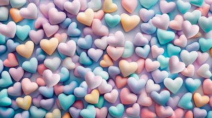 Pile of colorful pastel candy hears.