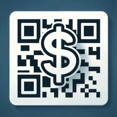 Obraz premium Monetary QR code design featuring a dollar sign on a sleek blue background