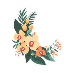 Elegant Orchid Flower Vector Illustration in Soft Pastel Colors