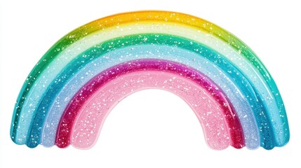 Colorful rainbow graphic with sparkles on a white isolated background.