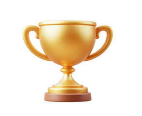 3d icon shiny golden trophy representing victory and achievement on transparent background