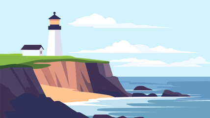 Coastal Lighthouse on Cliffside
