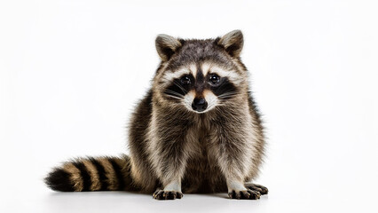 Obraz premium Raccoon sitting, isolated on white background.