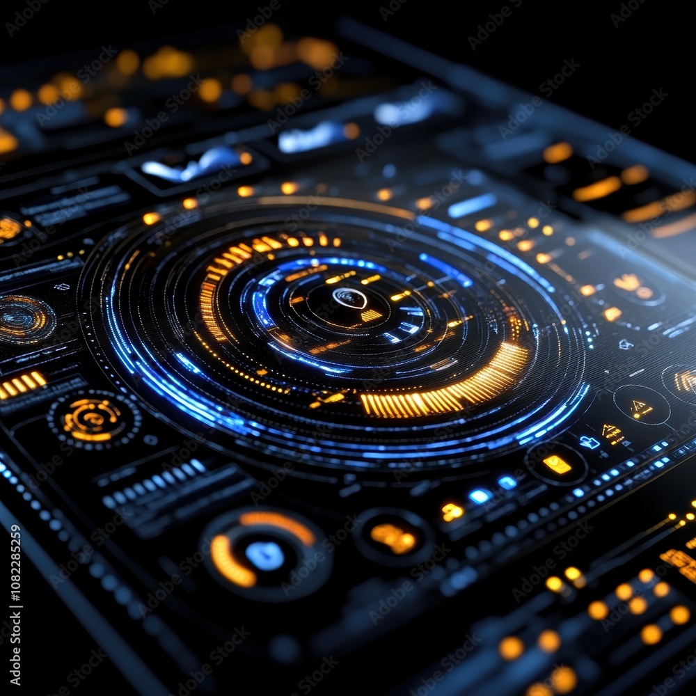 Poster futuristic hud interface digital tech screen display