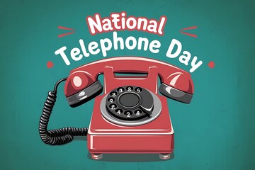 National Telephone Day Vintage Rotary Phone Illustration Celebrating Communication