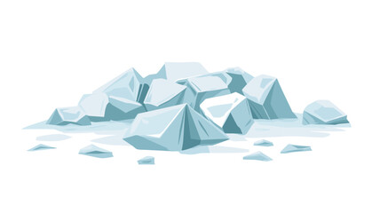 Pile of Ice Chunks on White Background
