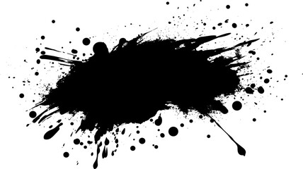 Large Black Ink Splash with Scattered Drops