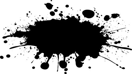 Bold Black Ink Splash with Random Drops