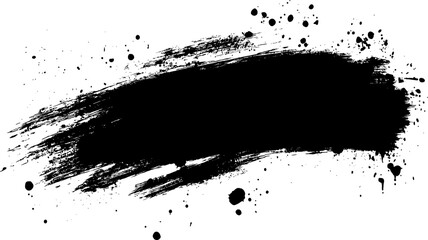 Naklejka premium Horizontal Black Brush Stroke with Rough Texture