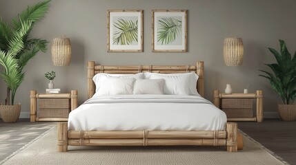 Modern Bamboo Bedroom with Tropical Decor