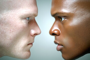 Obraz premium Intense face-to-face standoff between two diverse individuals