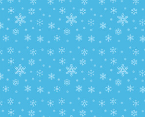 Christmas seamless pattern with snowflakes on a blue background. Vector illustration.