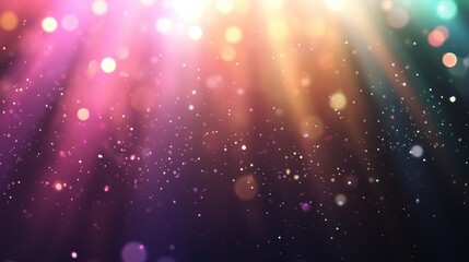 Obraz premium A vibrant display of colorful light rays and bokeh effects creating a dreamy atmosphere.