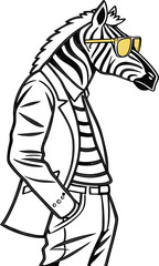 Zebra comic cartoon illustration 