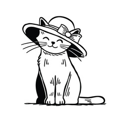 Cat vector design, labeled line and fill art illustration.