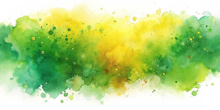 abstract watercolor background with yellow and green splashes