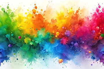 Abstract watercolor rainbow splashes background