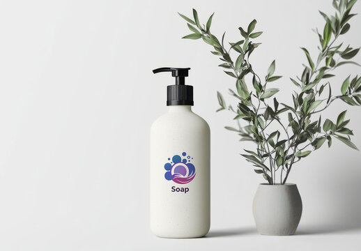 Soap Bottle Mockup Template with Gen AI