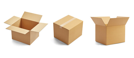 box package delivery cardboard carton packaging isolated shipping gift container brown send transport moving house relocation collection group